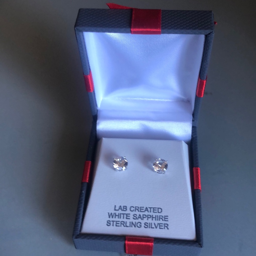 Earrings White Sapphire Sterling Silver